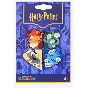 NEW Harry Potter Hogwarts House Crest Enamel Pin Set